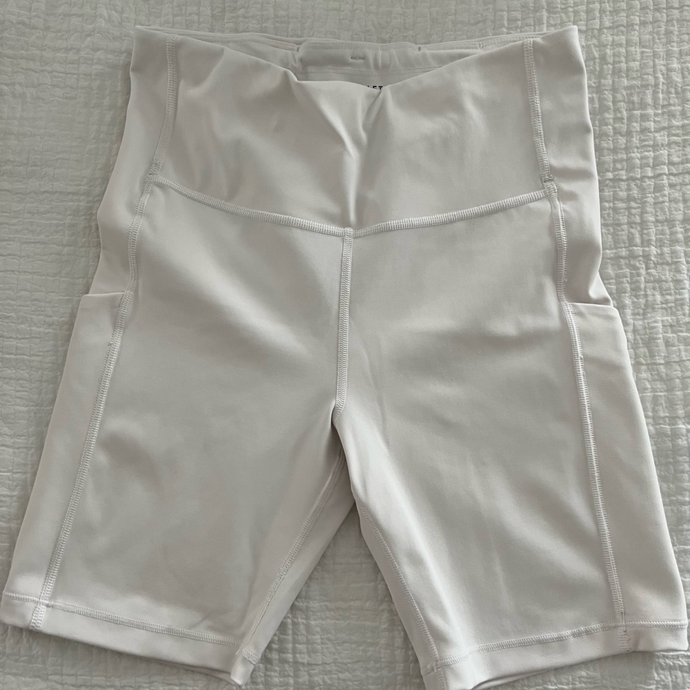 White Athleta biker shorts